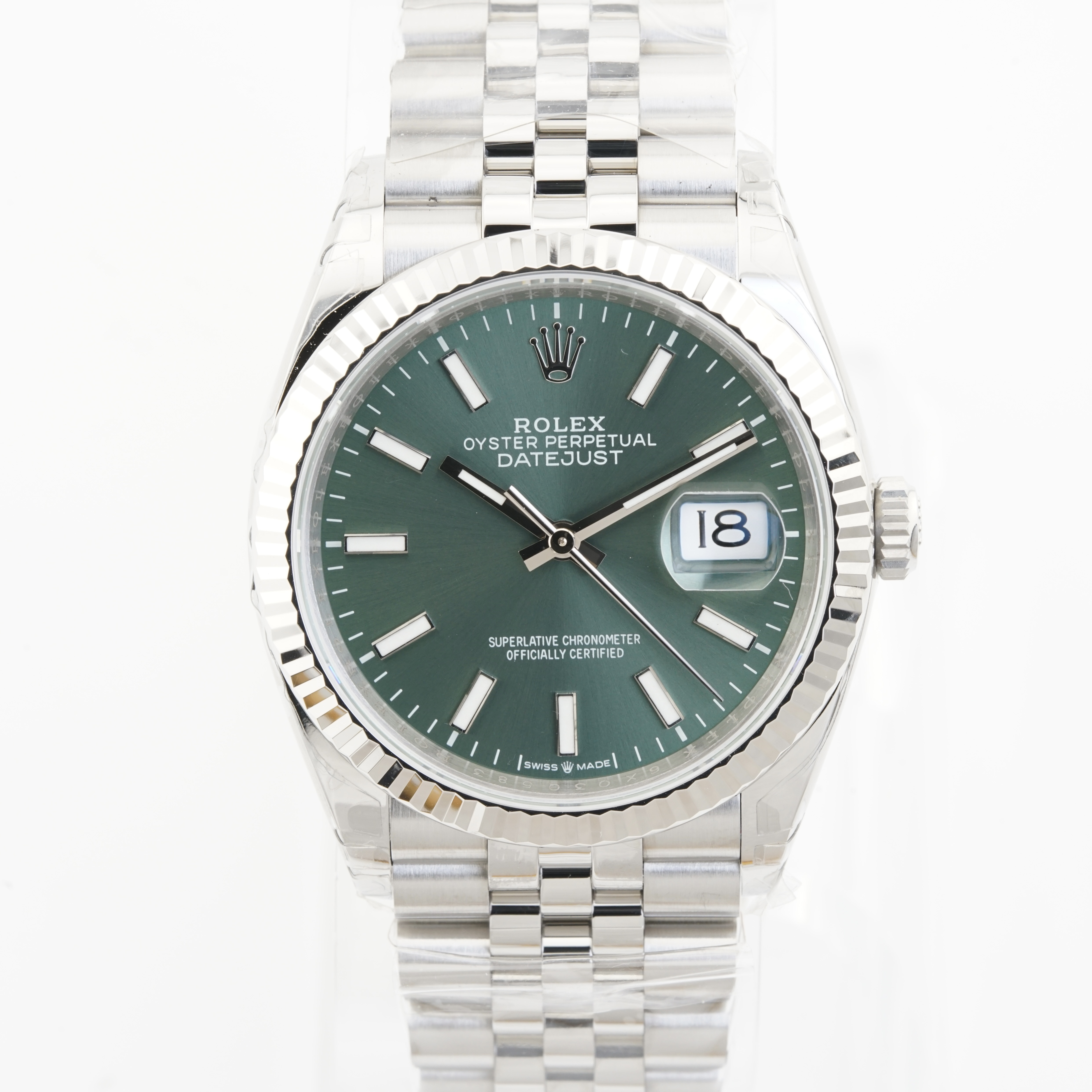 VSF Rolex Datejust 126234 — Green Dial, Fluted Bezel, 36mm (Jubilee) · Cal. DD3235 — photo 1