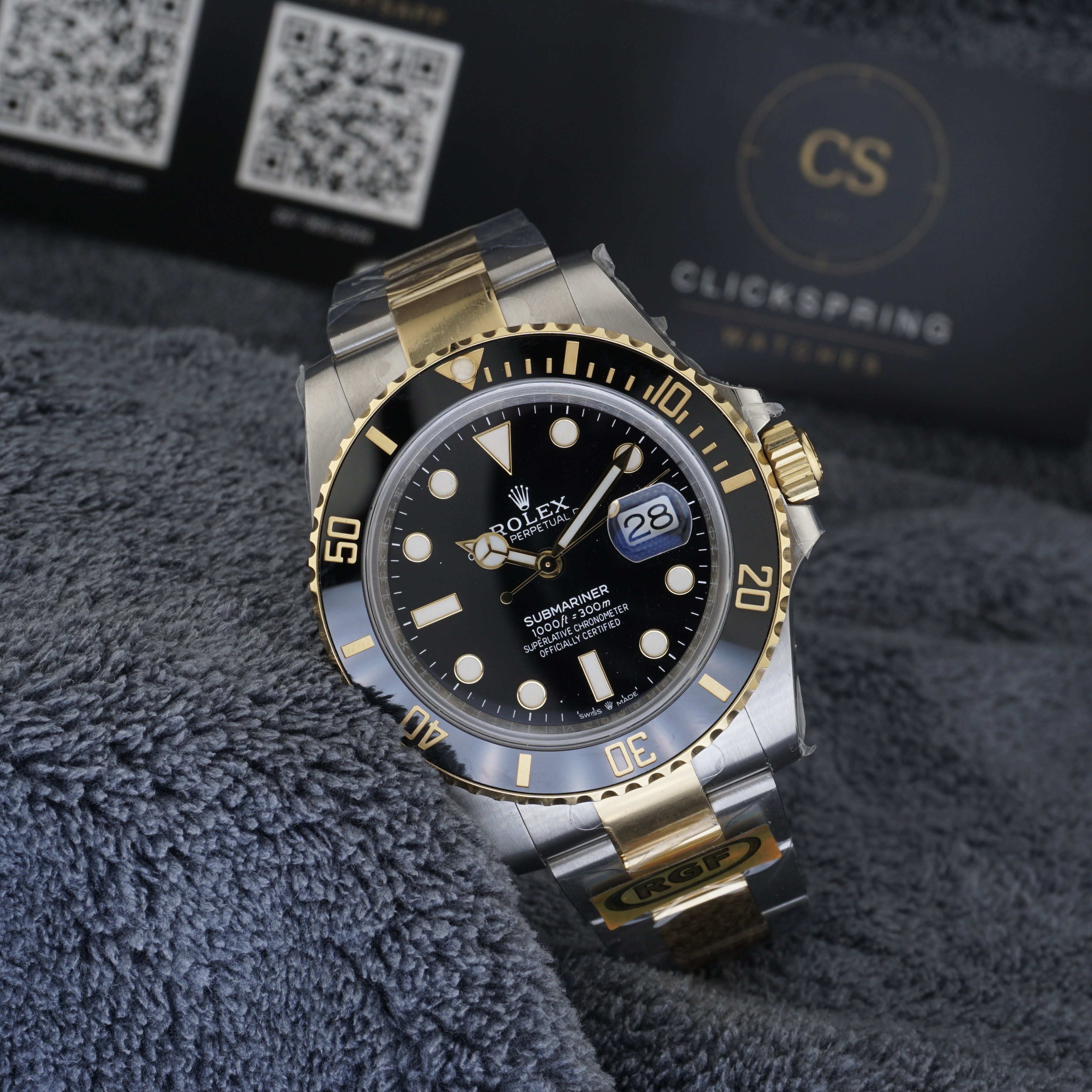 RCF Rolex Submariner Date Two-Tone 126613LN — Black Dial & Gold