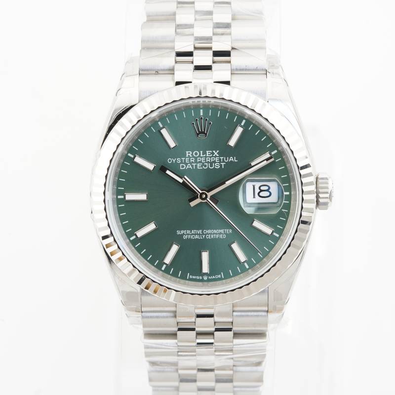 VSF Rolex Datejust 126234 — Green Dial, Fluted Bezel, 36mm (Jubilee) · Cal. DD3235