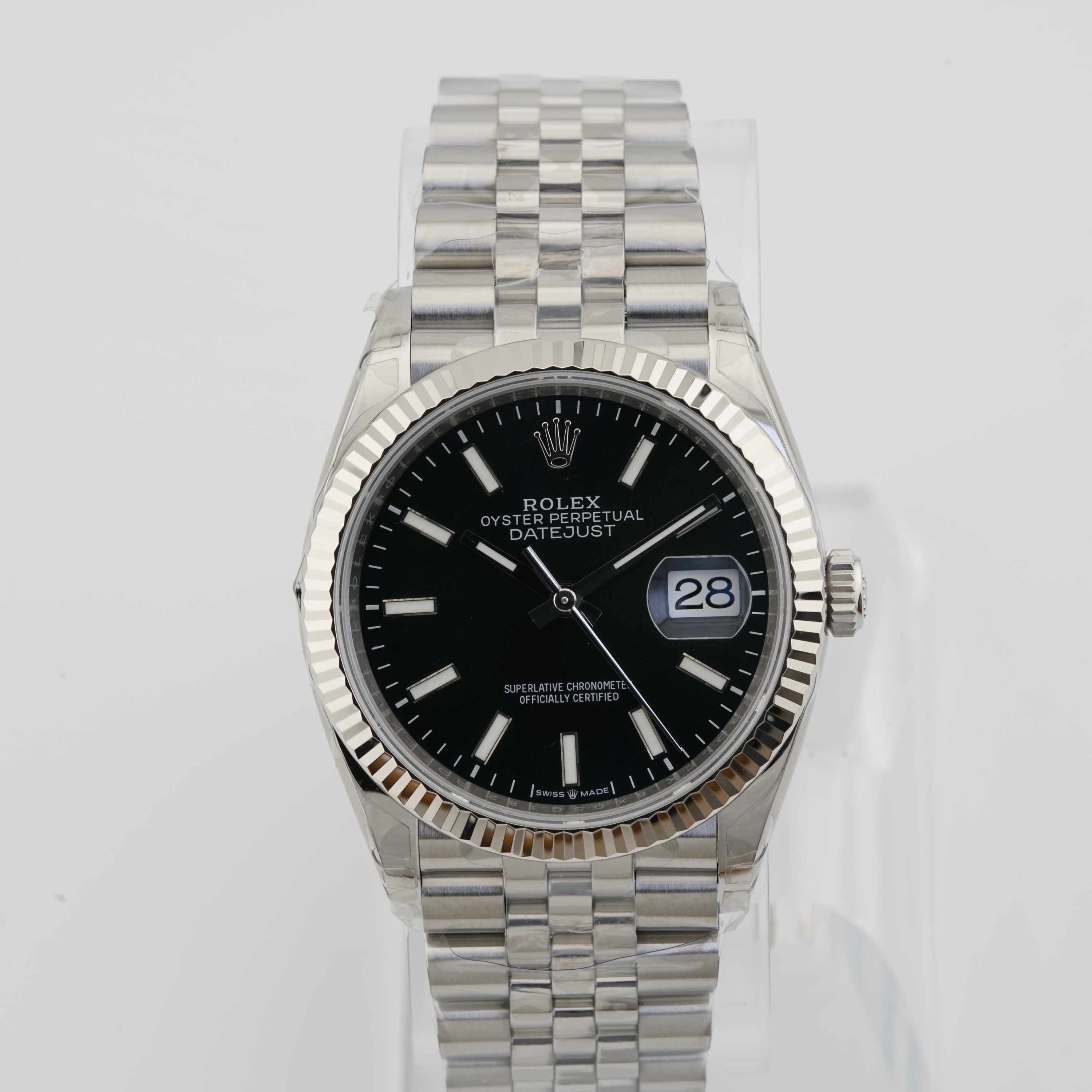 VSF Rolex Datejust 126234 — Black Dial, Fluted Bezel, 36mm (Jubilee) · Cal. DD3235