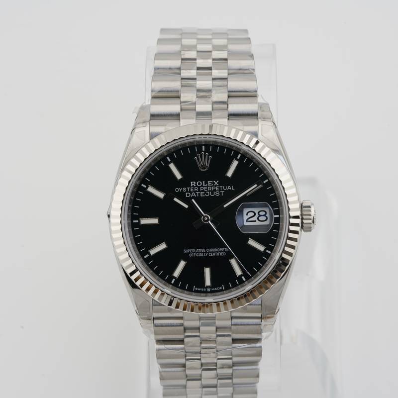 VSF Rolex Datejust 126234 — Black Dial, Fluted Bezel, 36mm (Jubilee) · Cal. DD3235