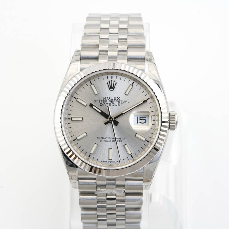 VSF Rolex Datejust 126234 — Silver Dial, Fluted Bezel, 36mm (Jubilee) · Cal. DD3235