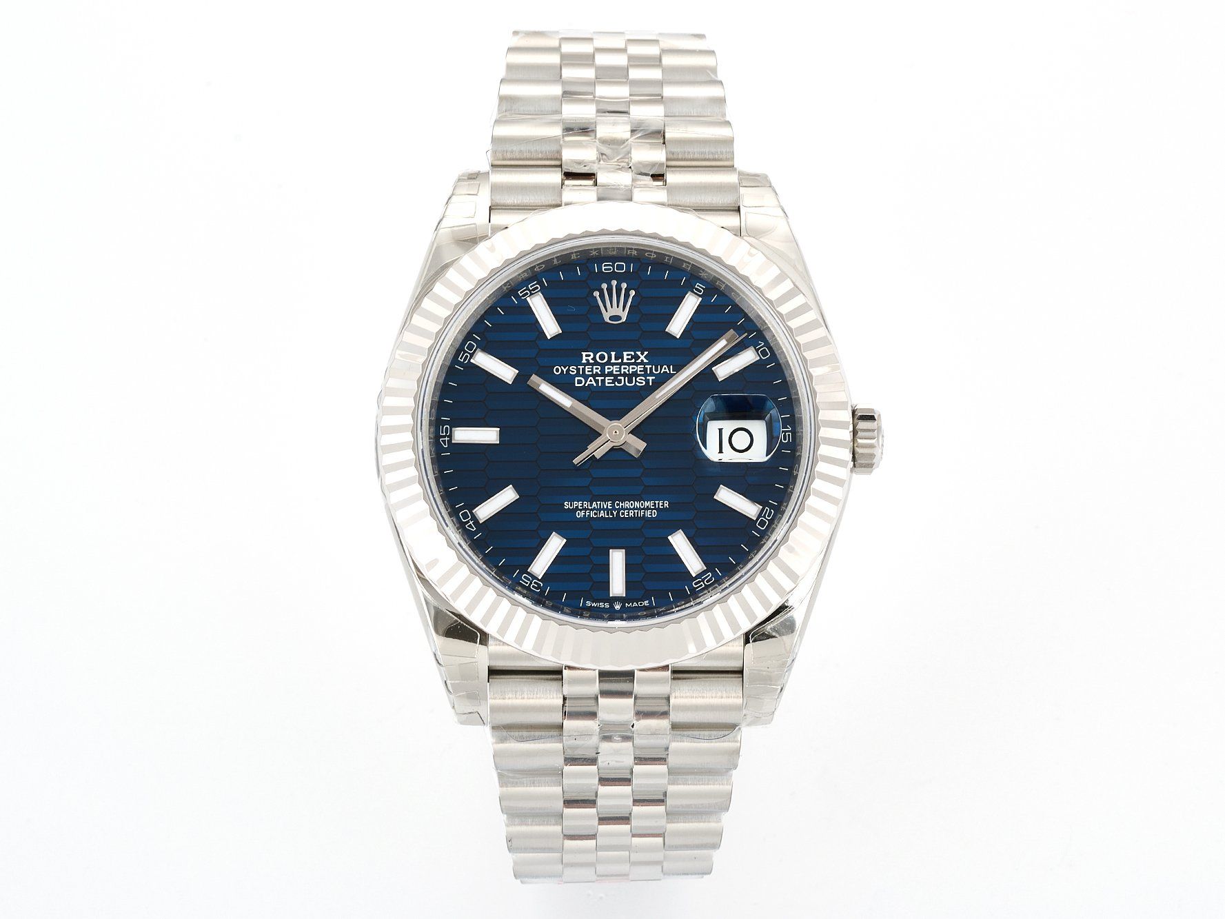 VSF Rolex Datejust 41 126334 — Blue Fluted Motif Dial, Fluted Bezel, 41mm (Jubilee) · Cal. DD3235