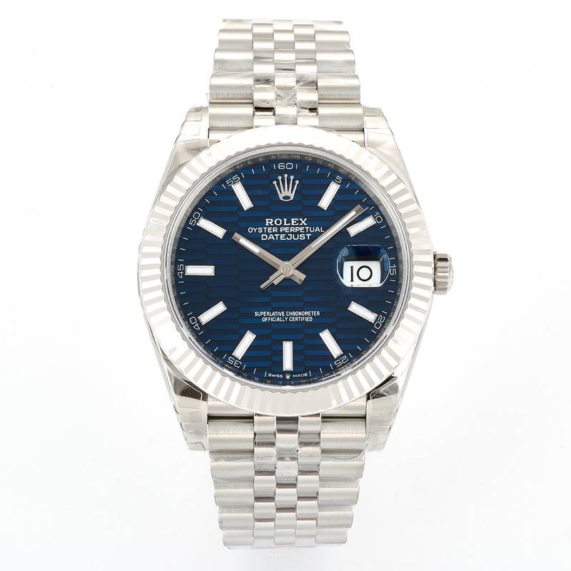 VSF Rolex Datejust 41 126334 — Blue Fluted Motif Dial, Fluted Bezel, 41mm (Jubilee) · Cal. DD3235