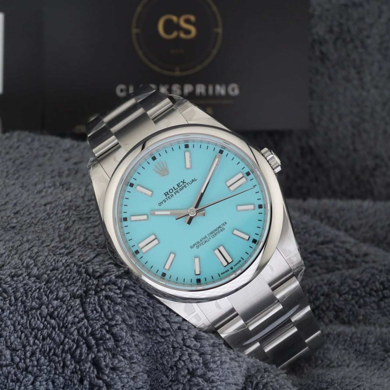 VSF Rolex Oyster Perpetual 41 124300 — Tiffany Blue Dial, 41mm · Cal. DD3230